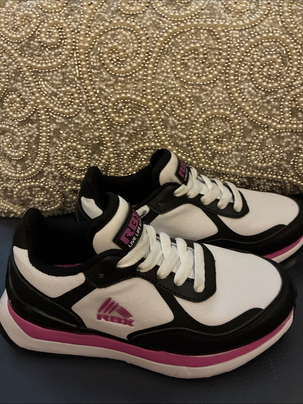 RBX Girl’s White, Black & Pink Athletic Sneakers